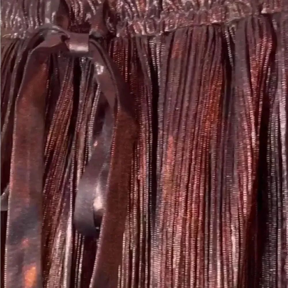 Modcloth Metallic Skirt Glitz The Metallic Midi Skirt Tie Elastic Bronze S NWT - Picture 5 of 13
